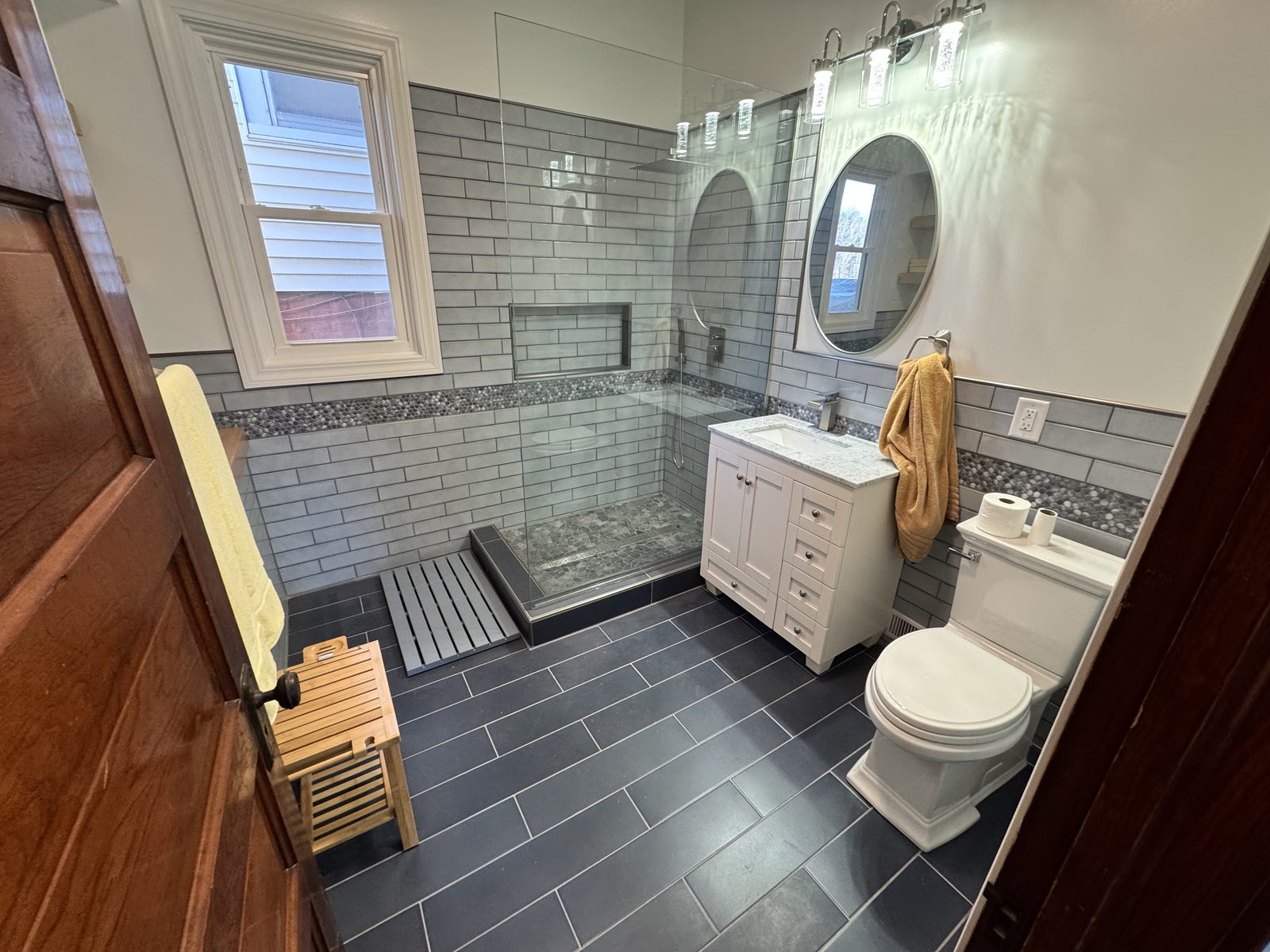 Custom bathroom remodel by Bunz and Sonz Construction in Omaha