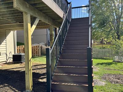 Ground-level view up composite staircase