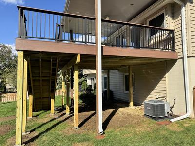 Exterior corner view of elevated composite deck