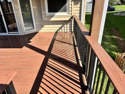 Elevated deck perspective with yard view