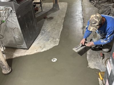 Concrete floor work in progress