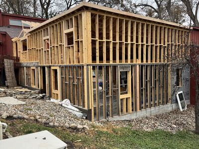 Two-story wood framing — exterior view
