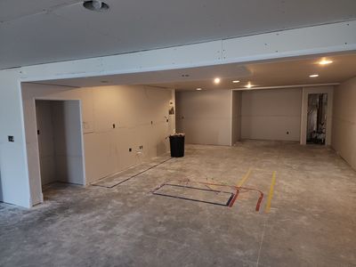 Finished drywall with crisp corners and smooth walls