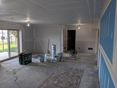 Residential drywall taping with coffered ceiling
