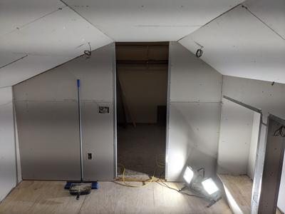Attic drywall with complex angled walls