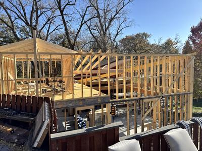 Exterior residential wood framing addition