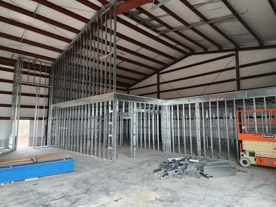 Massive warehouse steel stud framing