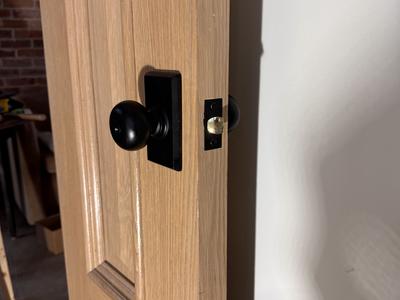 Custom five-panel oak door detail